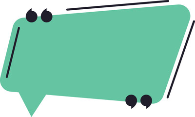 Poster - green speech bubble with quotation marks is framing an area for text, ideal for social media communi