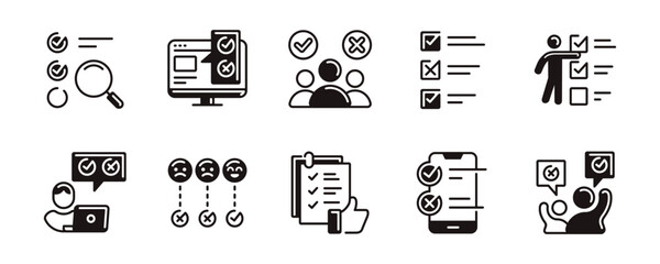 Leinwandbilder - business decision making survey checklist icon set select multiple choice check mark task evaluation questionnaire signs vector illustration for web and app