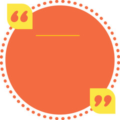 Poster - Round orange quote box featuring yellow quotation marks, a dotted border, and a yellow line on a white background, perfect for highlighting testimonials or key messages