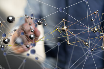 Aufkleber - Neural network 3D illustration. Big data and cybersecurity