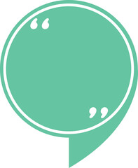 Poster - Green speech bubble featuring quotation marks, symbolizing communication, engaging discussions, and the sharing of thoughts and ideas in various contexts like social media and forums