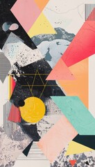 Poster - Eclectic Abstract Collage Artwork with Bold Colors and Geometric Shapes, Combining Elements of Modern Design