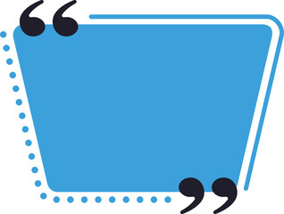 Poster - Blue quote box with quotation marks at the top left and bottom right corners framing an empty space for text, ideal for highlighting testimonials or important messages