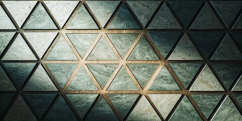 Poster - A pattern of triangles is displayed in a variety of sizes and colors