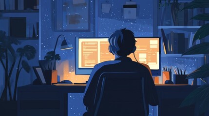 Poster - Night Coding Session: A Serene Digital Oasis