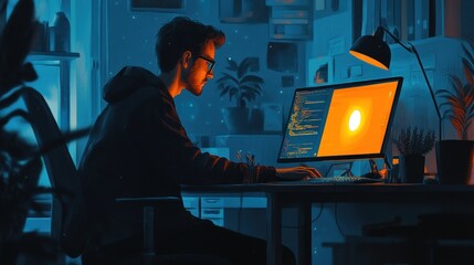 Poster - night coder: a digital sunset
