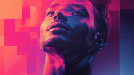 Poster - Creative background with a blend of artistic shapes and vibrant gradients.
