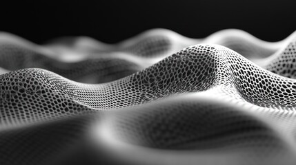 Poster - Digital particles forming an interconnected mesh network, perfect for tech designs.