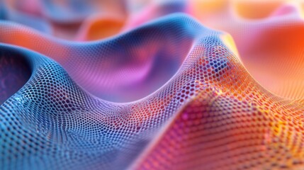 Poster - Digital particles forming an interconnected mesh network, perfect for tech designs.