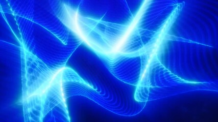 Wall Mural - Abstract neon blue light waves on a dark background, creating a dynamic and futuristic energy flow. Ideal for backgrounds, technology themes, and creative designs