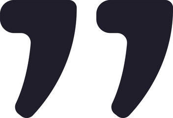Poster - Two dark, rounded quotation marks contrasting against a white background, representing cited text, speech, or engaging conversations in various forms of communication