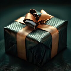 Poster - New Year's gift on a dark green background.