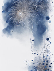 Wall Mural - dandelion on the background - abstract navy blue firework background - Generative AI