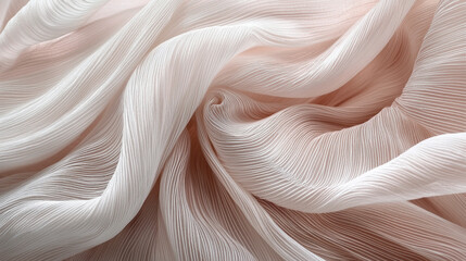 Poster - Soft fabric flows elegantly in various folds, highlighting the delicate texture and warm tones of PANTONE Mocha Mousse, creating a serene aesthetic