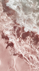 Poster - Soft waves dance over the shoreline, revealing the beauty of Mocha Mousse sand at sunset, creating a peaceful coastal atmosphere