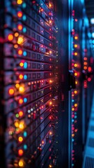 Poster - Illuminated server rack in a data center.