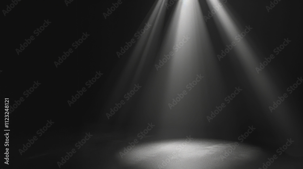 minimal black background with three beams of light shining down ...