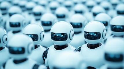 Poster - Rows of Identical White Robots