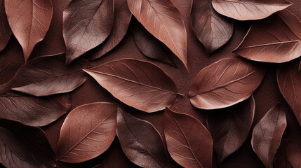 Poster - An array of textured leaves in shades of mocha mousse creates a soothing and elegant backdrop perfect for artistic expression