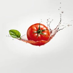 Wall Mural - A  strawberry with green leaves, isolated on a white background.