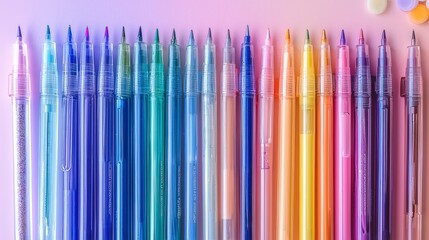 Poster - Vibrant gel pens collection art studio photography colorful palette close-up creative inspiration and expression