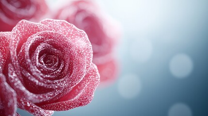 Poster - Sparkling Pink Roses with Soft Background and Bokeh Effect for Elegant Floral Designs and Romantic Decor