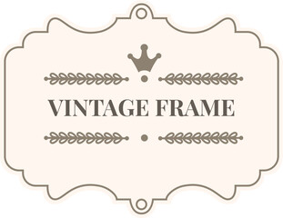 Poster - Vintage frame with crown and laurel branches creates a sense of royalty, elegance, and sophistication, perfect for adding a touch of classic charm to designs