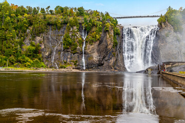 Canvas Print - A view from the bottom of the Montmorency falls near Quebec City, Canada in the fall