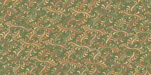 Poster - Organic floral pattern in earthy tones, creating a calming and natural design. Seamless vector pattern with a delicate and intricate motif.