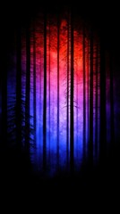 Canvas Print - Colorful forest silhouette at dusk