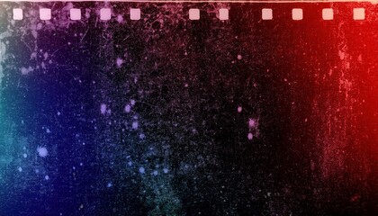 Wall Mural - vintage 35mm film strip texture with abstract red and blue gradient, dust and grain effects, perfect