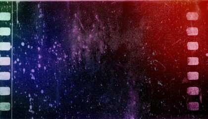 Wall Mural - vintage 35mm film strip texture with abstract red and blue gradient, dust and grain effects, perfect