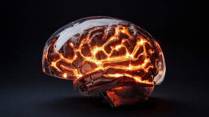 Poster - Illuminated Brain Model with Organic Structure and Neural Design