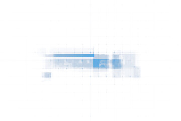 Poster - Abstract blue grid and rectangles in digital style on a clean white background, featuring a modern tech concept with a virtual design. 3D Rendering.