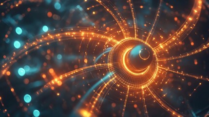 Poster - Abstract Digital Artwork with Glowing Swirls and Light Particles