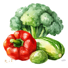Poster - Vegetables watercolor illustration isolated on transparent background