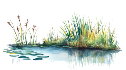 Wetlands watercolor isolated transparent background