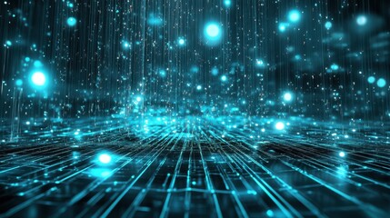 Aufkleber - Abstract Digital Background with Glowing Particles and Lights