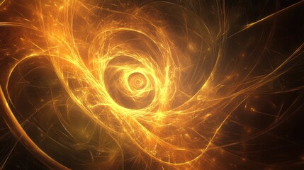 Poster - Swirling Golden Light Abstract Background in Cosmic Energy Style