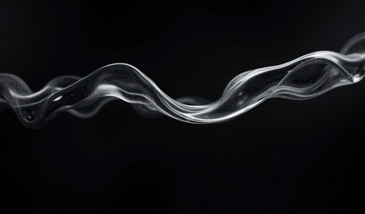 Wall Mural - black shiny waves on a black background