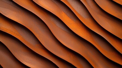 Aufkleber - A close-up view of textured, wavy metal surfaces, showcasing a rich, rust-like color and intricate patterns.
