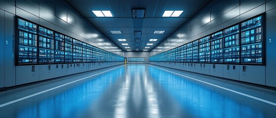 Poster - Futuristic data center with illuminated server racks