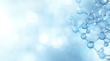 Poster - Abstract Molecular Structure in Blue Background Creating a Beautiful Scientific Illustration with Blurred Effect