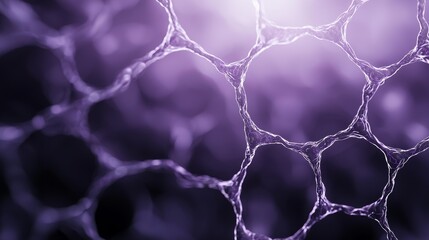 Poster - Abstract close-up of intricate web-like structures in purple tones showcasing the beauty of science and technology