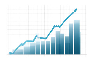 Poster - A line graph showing upward trends and bar chart data, illustrating growth over time.