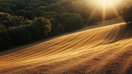 Aufkleber - The vibrant wheat field basks in the summer sun, casting long, dramatic shadows as golden grains sway gently in the warm breeze