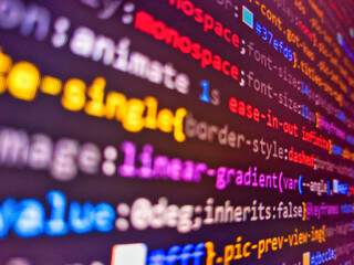 programming concept. code background. bull market. code text written and created. programming softwa