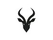 © Hamza - Elegant and simple antelope head logo in black vector art. White background, clean lines with slightly tilted horns. High-resolution image.