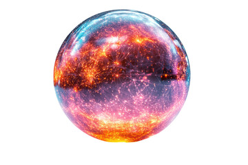 Fototapete - A vibrant, glowing orb filled with cosmic colors and stars, against a transparent background, representing the beauty of the universe.