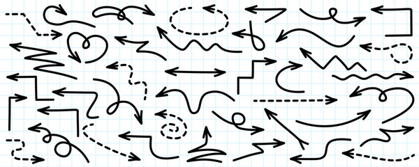 Poster - Arrow element set, twisted curved arrows